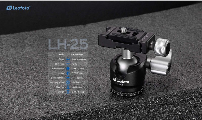 Leofoto Killer Kit MP-285C + LH-25 Ball Head 5 Section CF Travel Monopod Carbon Fiber 60" Tall 17" Folded 1/4" & 3/8" - Image 4